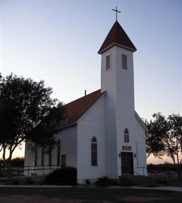 St. John Lutheran Church, Lindenau, Texas at sunset